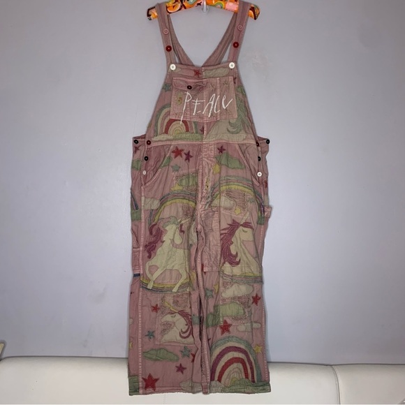 Magnolia Pearl Appliqué pink overalls - Picture 1 of 9